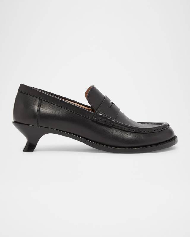 Campo Leather Kitten Penny Loafers